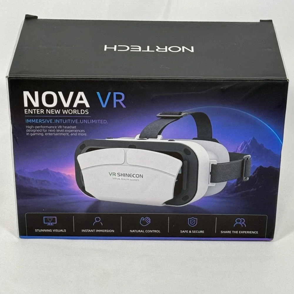 Nortech Nova VR Shinecon Virtual Reality Headset White Black 3D Gaming Glasses